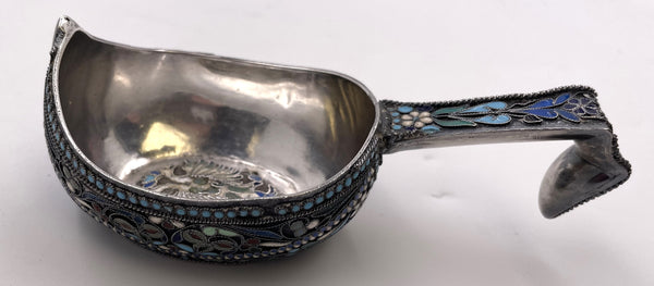A. Fuld Russian Enamel & Silver Kovsh from Late 19th or Early 20th Century