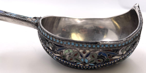 A. Fuld Russian Enamel & Silver Kovsh from Late 19th or Early 20th Century