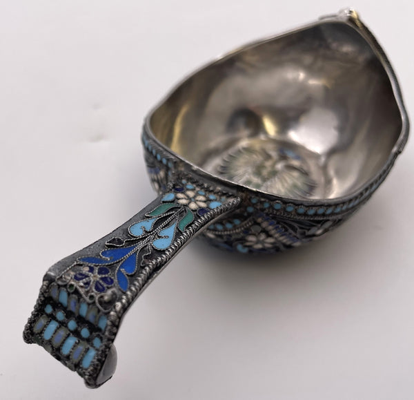 A. Fuld Russian Enamel & Silver Kovsh from Late 19th or Early 20th Century