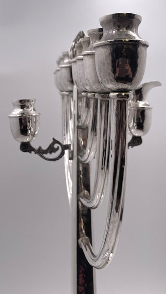 Georg Jensen Style Sterling Silver Unique Hammered Menorah