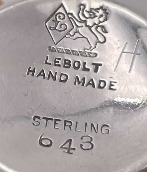 Lebolt Pair of Sterling Silver Hammered Salt & Pepper Shakers in Arts & Crafts Style