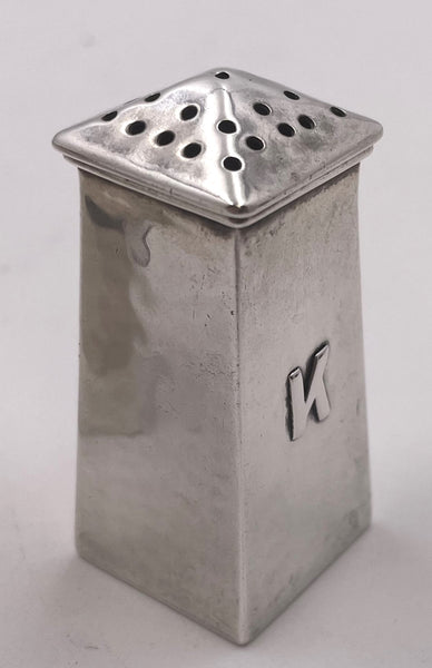 Pair of Lebolt Sterling Silver Hammered Salt & Pepper Shakers in Arts & Crafts Style