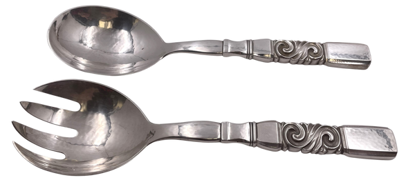 Georg Jensen Sterling Silver Salad Set in Scroll Pattern