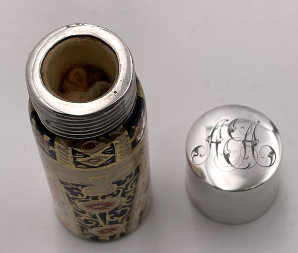 Royal Worcester Sterling Silver Topped 1886 Perfume Bottle/ Scent Vial