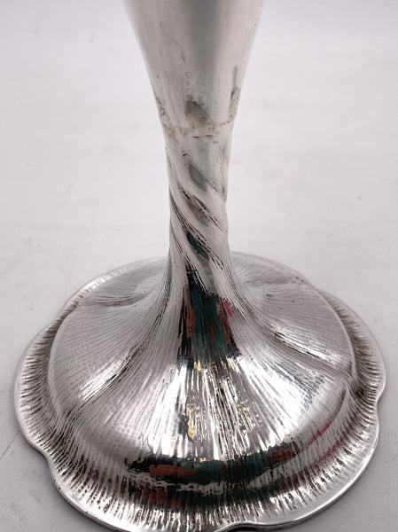 Sterling Silver Two-Handled Amphora Hammered Fluted Vase