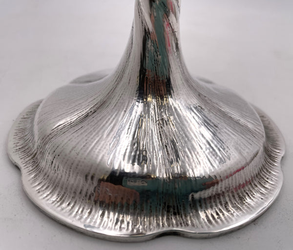 Sterling Silver Two-Handled Amphora Hammered Fluted Vase