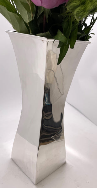 Italian Sterling Silver Vase in Mid-Century Modern Style