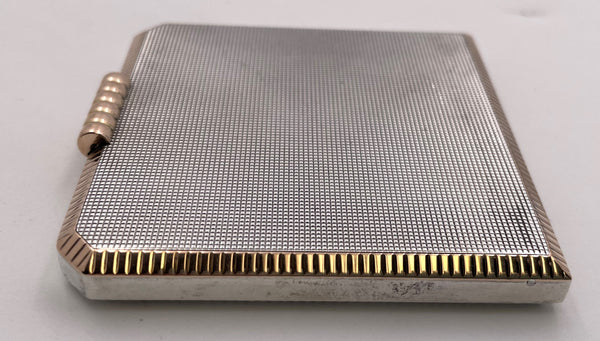 Swedish Silver Compact with Gold Inlaid Engined Turned in Art Deco Style