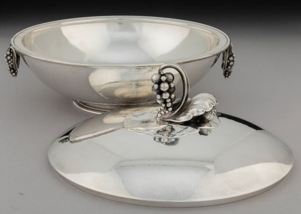 Georg Jensen No. 408E Silver Grape Motif Covered Two-Handle Vegetable Tureen