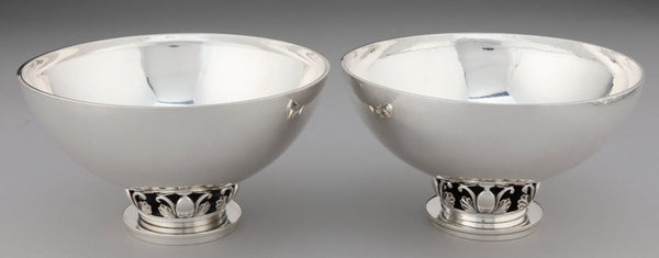 Two Georg Jensen No. 755 Sterling Silver Footed Bowls