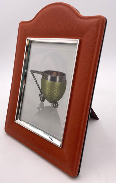 Del Conte Crocodile Leather & Sterling Silver Picture Frame New in Box