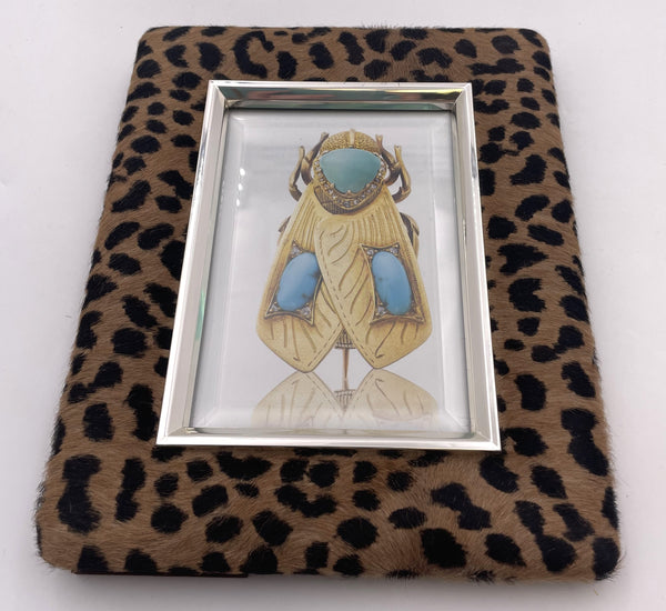 Del Conte Leopard & Sterling Silver Italian Picture Frame New in Box