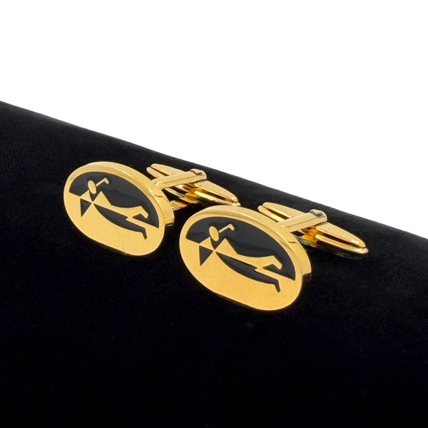 Dunhill Black Enamel and Gilt Sterling Silver Cufflinks