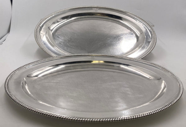 Pair of Robert Garrard I English Sterling Silver Meat Platters or Trays from 1803 (Georgian Era)