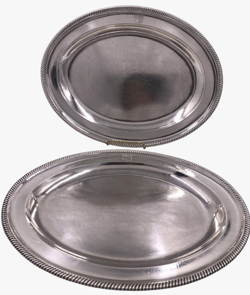 Pair of Robert Garrard I English Sterling Silver Meat Platters or Trays from 1803 (Georgian Era)
