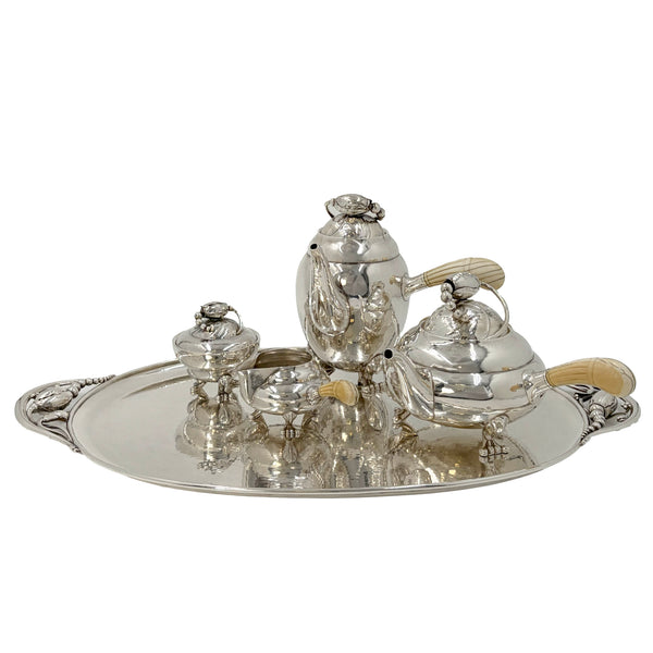 Georg Jensen Sterling Silver 5-Piece Blossom Tea and Coffee Set