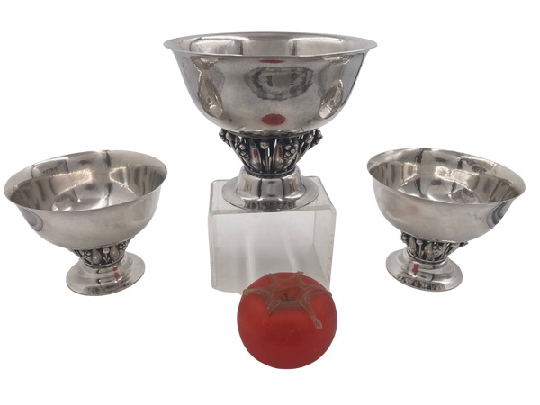 Georg Jensen Set of 3 Sterling Silver Bowls #197A #197C in Art Nouveau Style