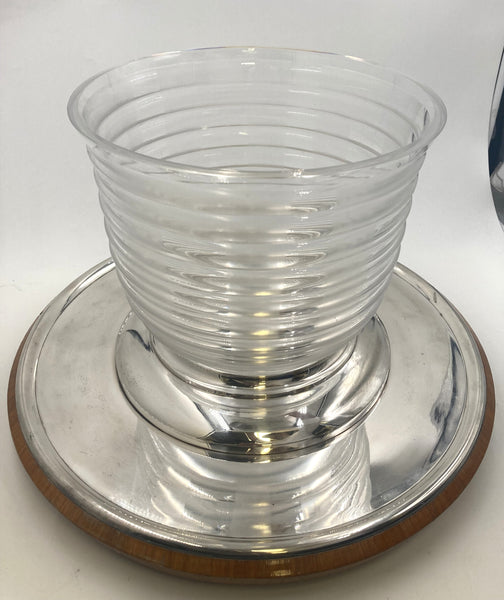 Wilhelm von Eiff Glass Punch Bowl/ Wine Cooler on Silver Wooden Mount in Art Deco Style