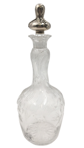 Theodore Starr Sterling Silver and Glass Wine Claret Jug in Art Nouveau Style