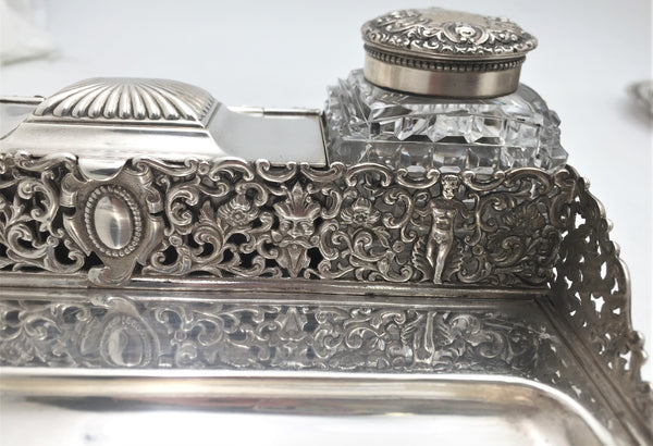 Gorham Sterling Silver 1886 Table Top Double Inkwell