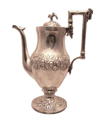 Kirk Antique Coin Silver Coffee / Tea Pot in Repousse Pattern