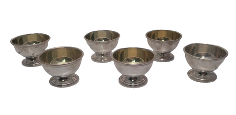 Six Small Tiffany & Co. Salt Cellars in Sterling Silver with Gold Wash