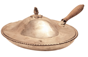 Sterling Silver English Cheese Dish / Covered Bowl in Georgian Style from 1890