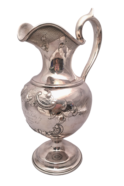 Silver Ewer With Flower and Scroll Design by Krider Circa 1850