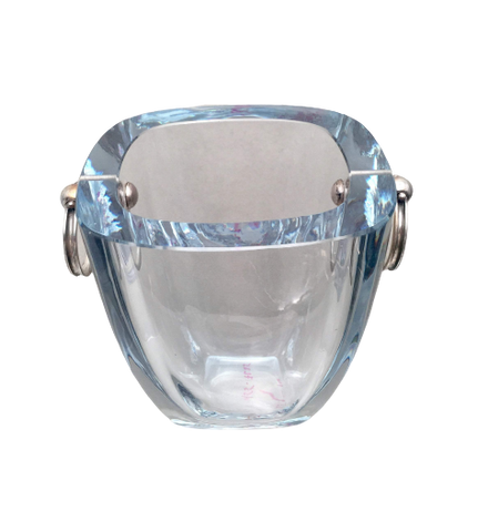 Danish Glass and Sterling Silver Ice Bucket for Bar Set