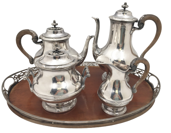 French Turn-of-the-Century 4-piece Silver Tea & Coffee Service / Set