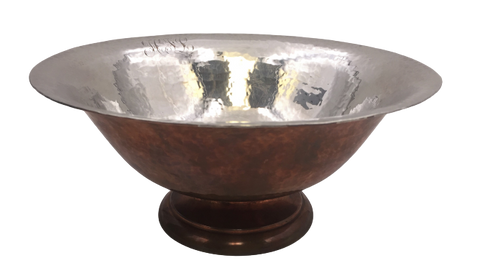 Hand Hammered Sterling Silver and Copper Centerpiece Bowl by Gebelein