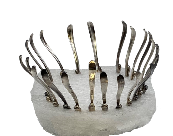 Set of 12 Georg Jensen Sterling Silver Serving Nut Picks in Pattern 68A