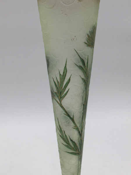 Late 19th Century Lebkuecher Sterling Silver and French Glass Vase in Arts & Crafts Style