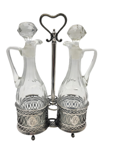 18th Century German Silver Oil and Vinegar Bottle Cruet Set