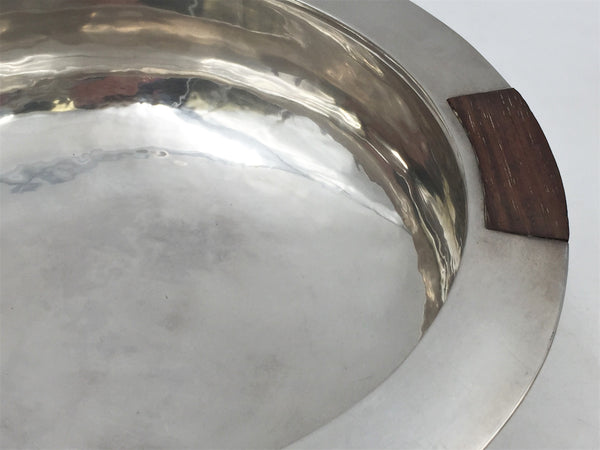 Sterling Silver and Wood Mid-Century Modern Ice Bucket Bowl
