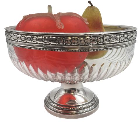 W. Wolff Luxembourgish Silver and Glass Centerpiece Bowl in Empire Style from the 19th Century