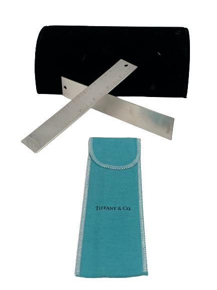 Tiffany & Co. Pair of Silver Metric Rulers in Classic Tiffany-Blue Pouch