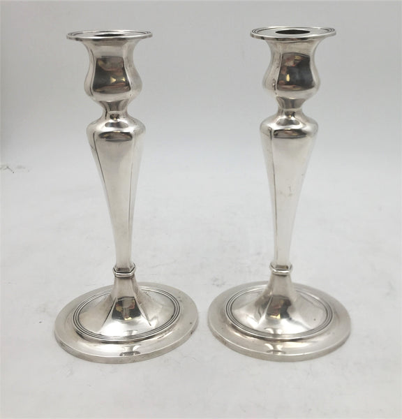 Gorham Pair of 1920 Sterling Silver Candlesticks in Art Deco Style