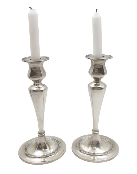 Gorham Pair of 1920 Sterling Silver Candlesticks in Art Deco Style