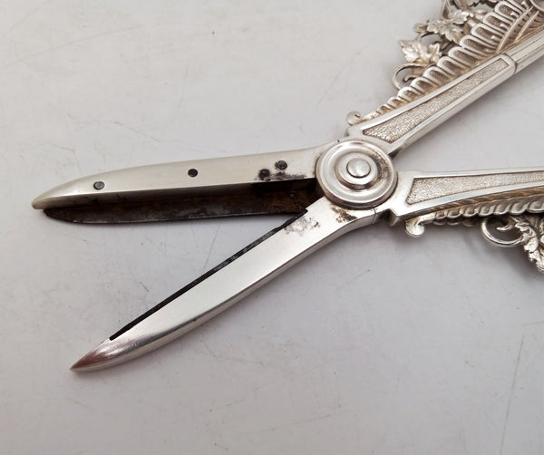 Aesthetic Ornate Grape Shears -- Sterling Silver by Gorham Silversmiths, Circa 1870