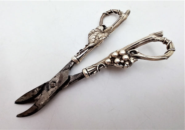 Whiting Sterling Silver Grape Shears in Aesthetic Art Nouveau Vine Pattern