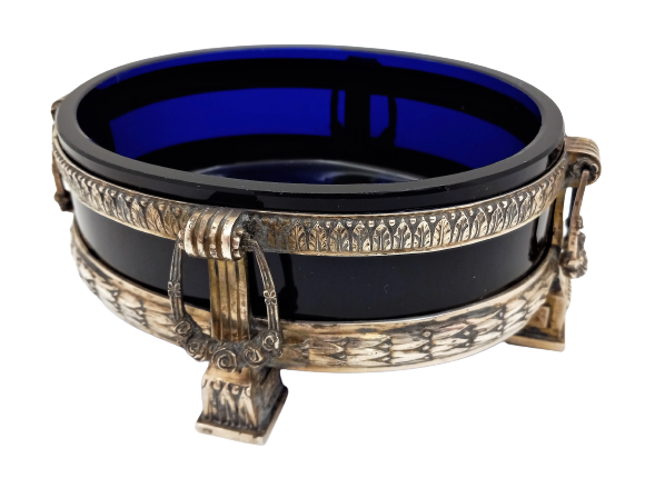 Cobalt Blue Glass Centerpiece with 800 Silver Base -- 19th Century Germany