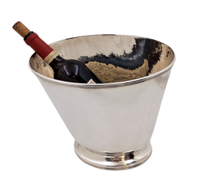 Monumental Sterling Silver Hand Hammered Italian Wine Cooler in Mid-Century Modern Style