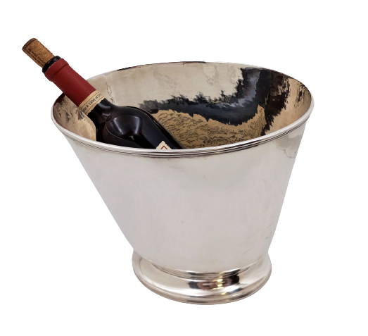 Monumental Sterling Silver Hand Hammered Italian Wine Cooler in Mid-Century Modern Style