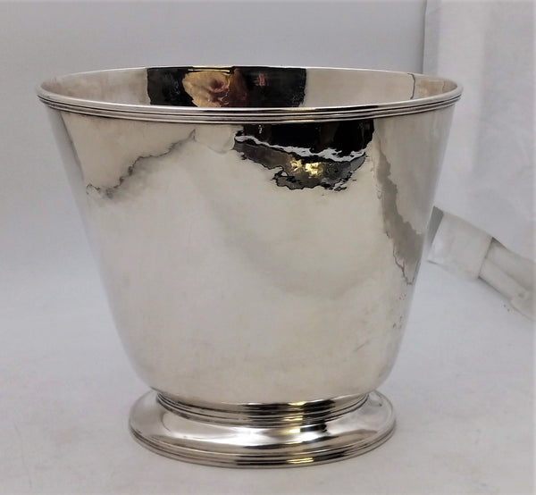 Monumental Sterling Silver Hand Hammered Italian Wine Cooler in Mid-Century Modern Style