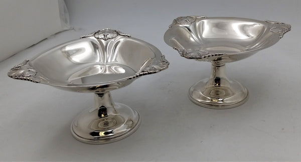 International Sterling Silver Pair of Compote Dishes/ Stands in Mid-Century Modern Jensen Style