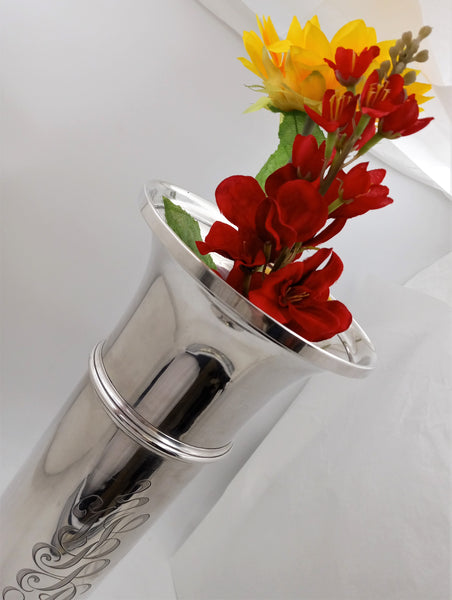 Black, Starr & Gorham Sterling Silver Trumpet Palace Size Vase in Art Deco Style
