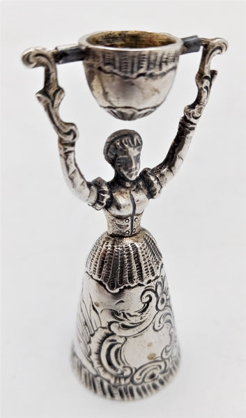 German Continental Silver Miniature Wedding Cup with Woman Holder