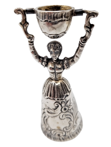 German Continental Silver Miniature Wedding Cup with Woman Holder