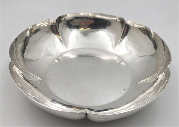 Cellini Sterling Silver Hammered Bowl in Mid-Century Modern Style